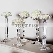 2016 Wholsale tall square crystal candle holder for home decoration