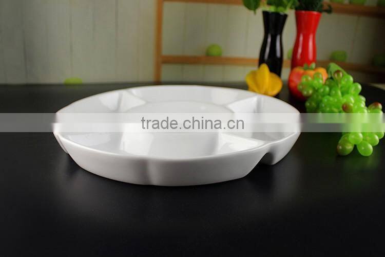 Factory direct wholesale white glazed ceramic section plates