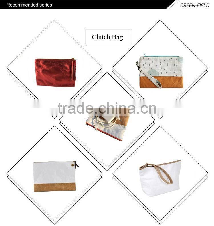 ladies washable kraft paper clutch bag,recycled brown kraft paper clutch bag