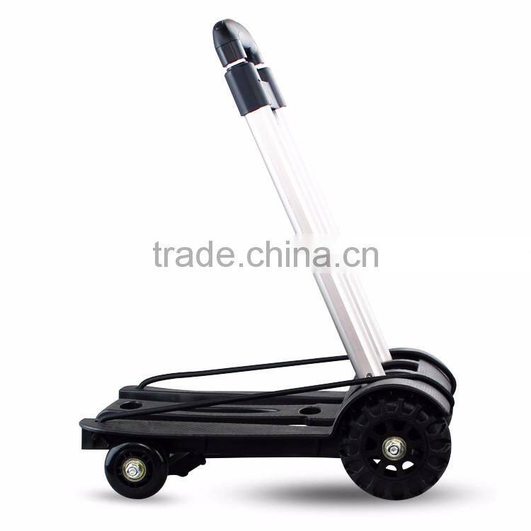 Upgrade Folding Shopping Cart with 4 Wheels/Lightweight Aluminum Cube Folding Luggage Cart/ Portable Hand Trolley