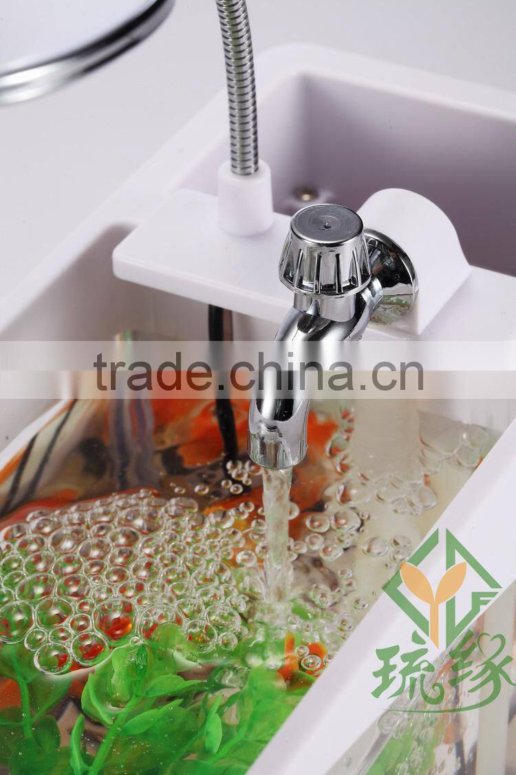 Mini USB Fish Tank With Multi-functions LED Light & Pen Container & Perpetual Calender USB Desk Aquariums With Lamp