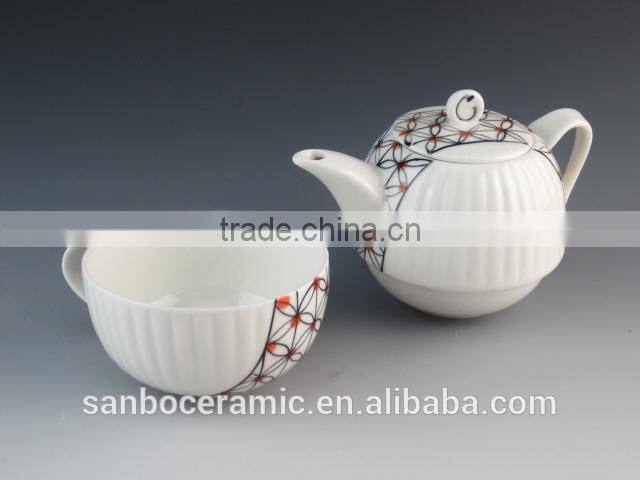 Ceramic teapot and a cup in one , chaozhou porcelain teapot sets with 6 PCS cups