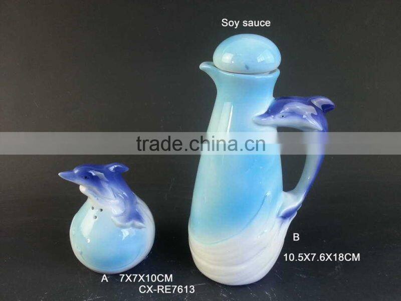 Classical Handpainted Pizza Plate ABC, Domomite Dolphin Plate