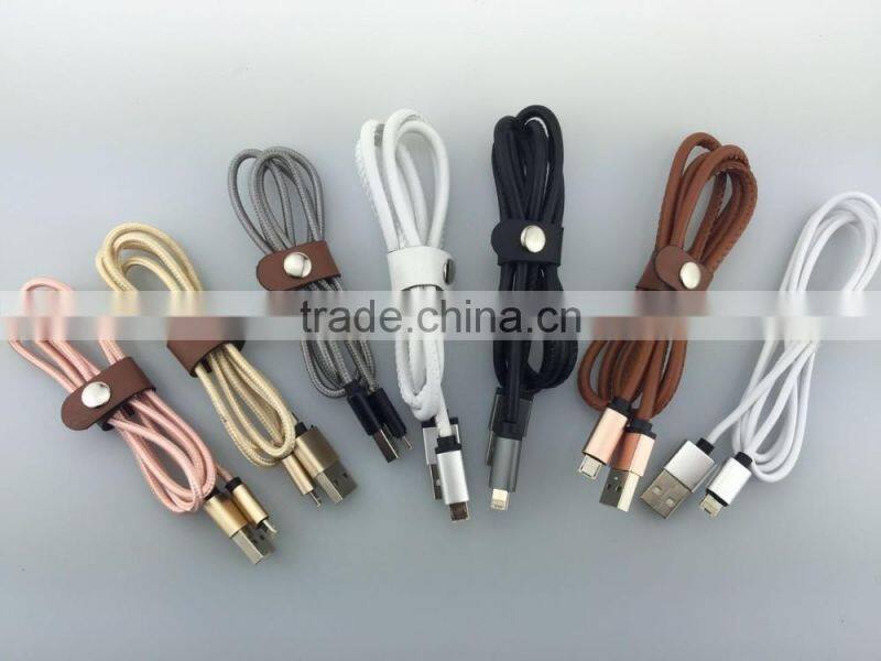 For Common LM 2 connector in 1 cable for iphone and android charging and sync