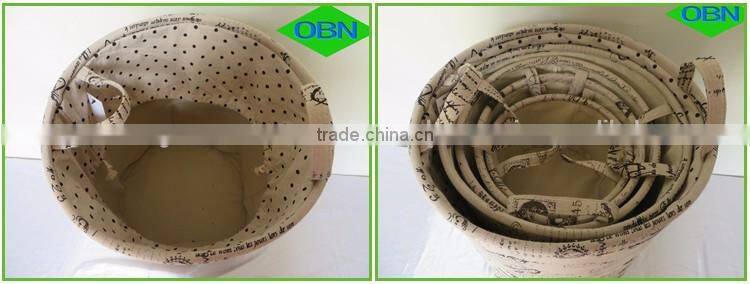 Handled fabric foldable laundry basket for dirty clothes