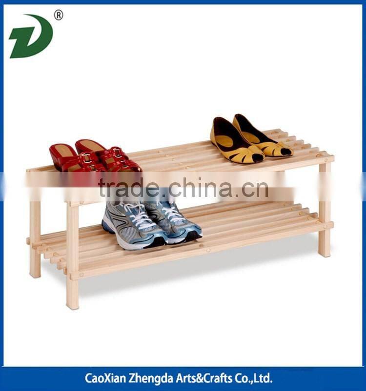 Natural Cedar Wood 2-Tier Slatted Shoe Rack