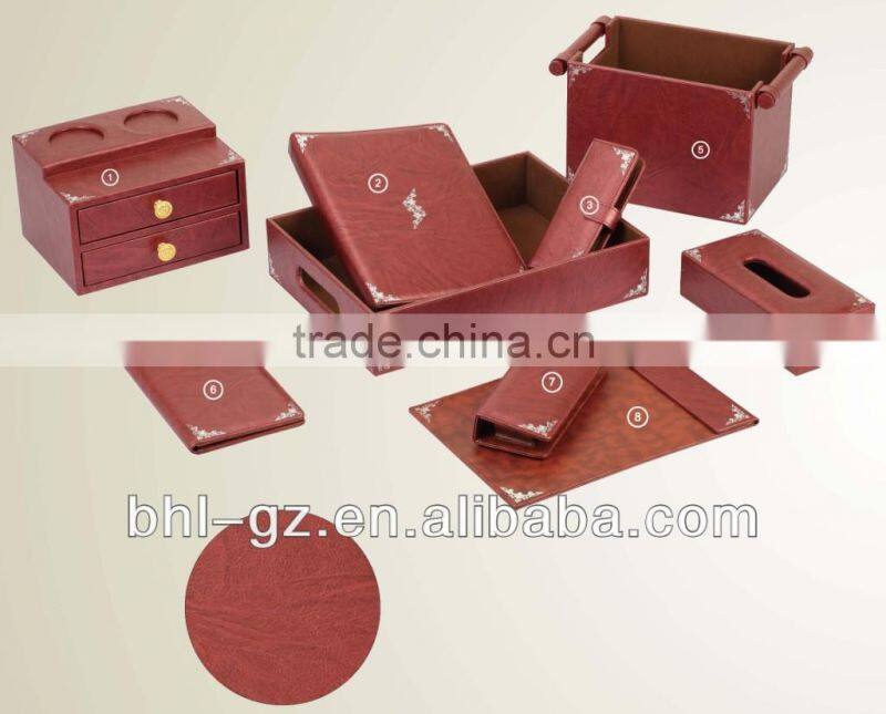Desk top leather set for office,writing leather set (Silver Plating),PW-13