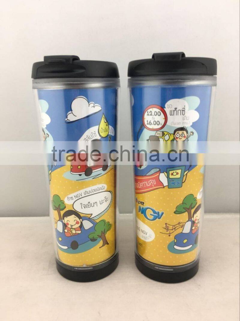 hot sale PS double wall cup photo insert with DIY logo