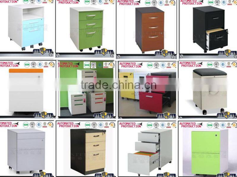 Key lock mobile pedestal 2 drawer cabinet with cold rolled steel A4 file cabinet