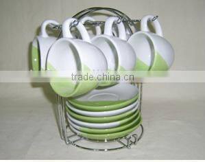 Set of 6 color changing cheap cup and saucer sets