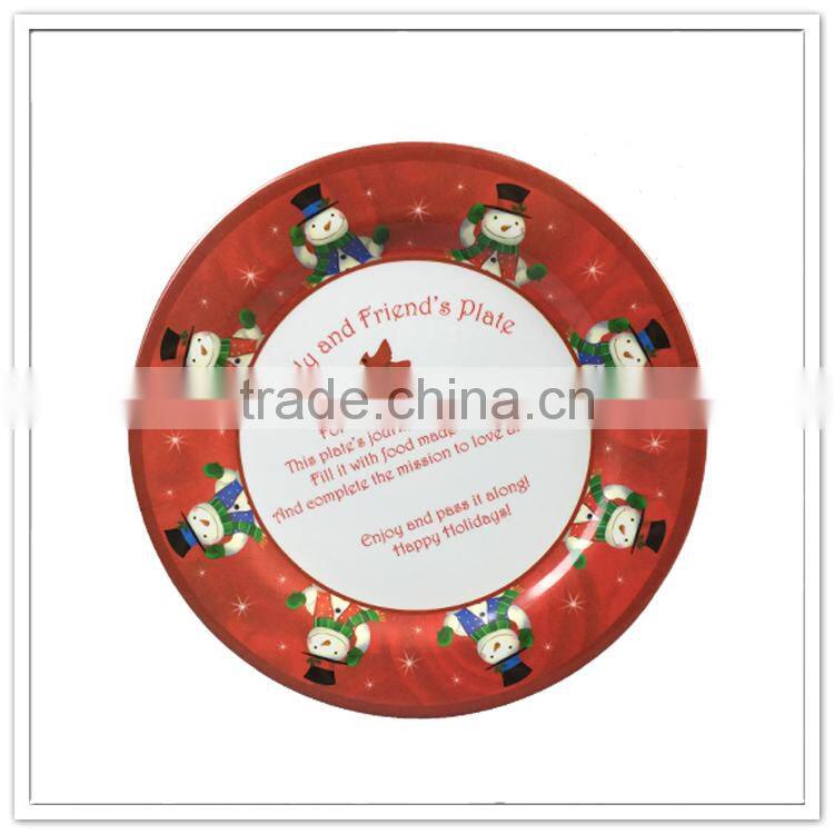 2015 new design family and friends hard plastic plates, melamine creative christmas dinner plate