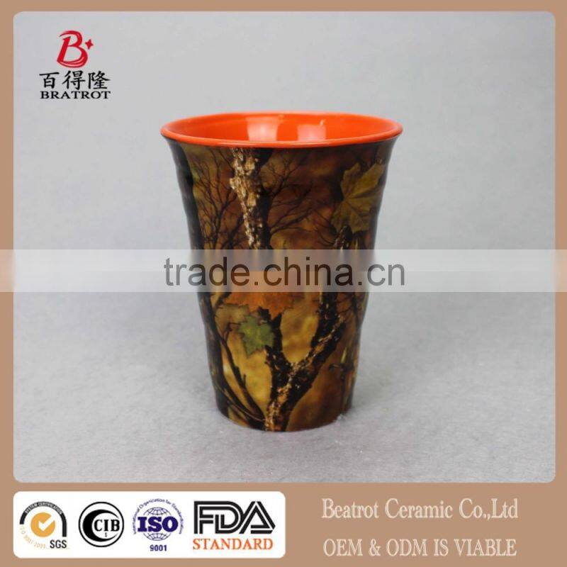 Green Floral Design Ceramic Japanese Tea Cup