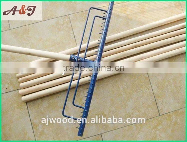 32 teeth metal rake natural wooden garden rake handle