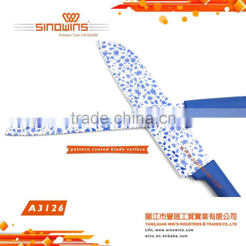 A3126 New Design 6pcs Non-stick Coating Stainless Steel Kitchen Knife Set