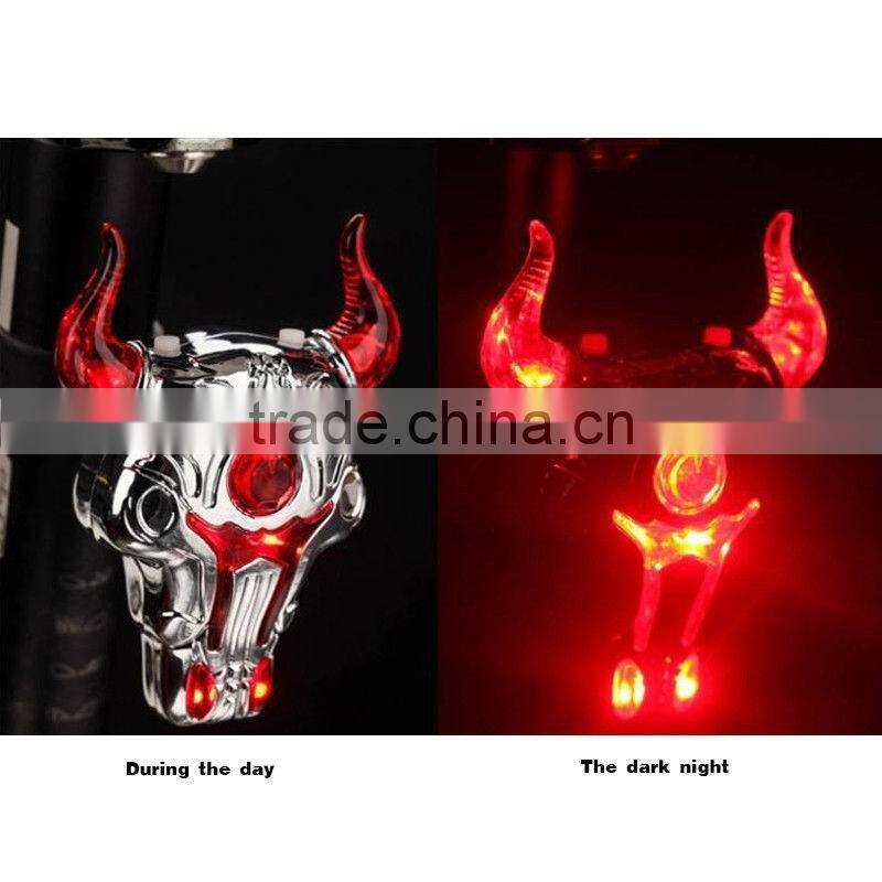 2016 new Bull Head LED Bike Bicycle Lamp USB Rechargeable Tail Rear Light with Laser