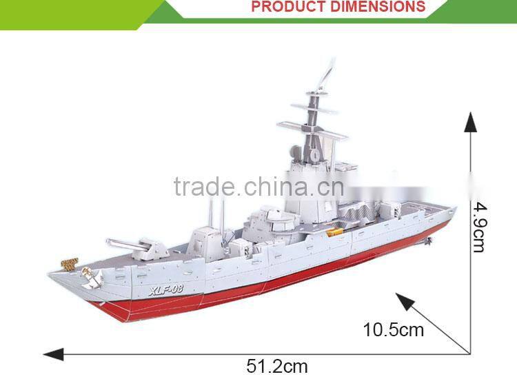 Newest product children intelligence toy 3d diy warship model