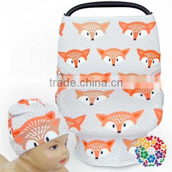 New Prints Baby Car Seat Cover Canopy FAUX SUEDE Material Washable Infant Car Seat Cover With Match Hats