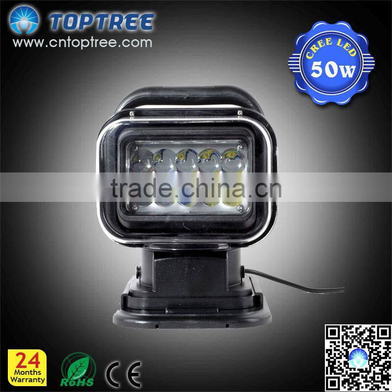 Waterproof ip68 Powerful 50W CREE 12V 24V Military Portable led marine remote searchlight