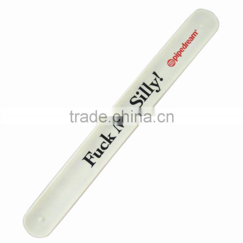 Logo printed custom wholesale kids silicone snap on bracelet