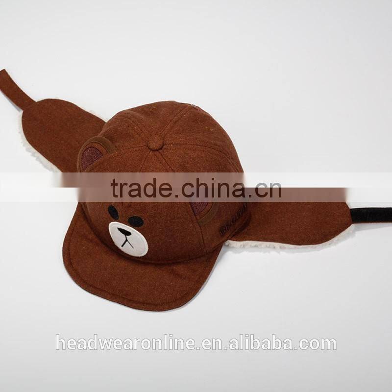 Winter Woolen Bear Style Baby Earflap Cap