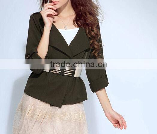 2015 ladies quality coat army green woman wholesale factory latest design coat