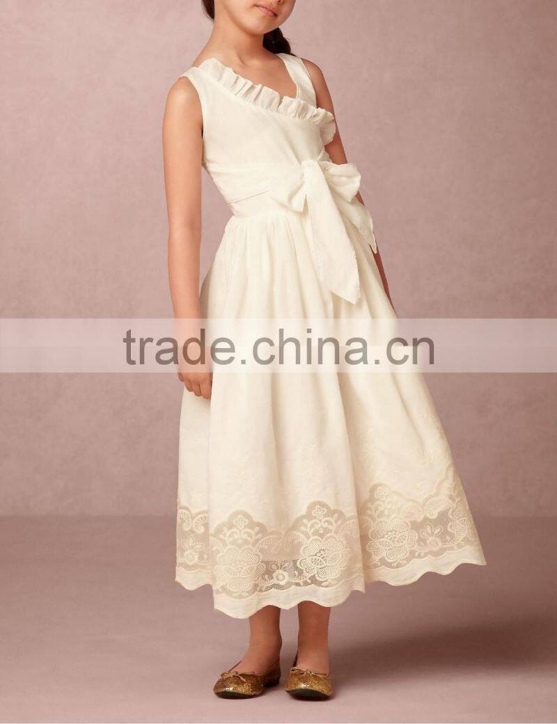 Latest Children Dress Design Kids Dresses Photo Sweet Ivory Warp- front Child Dress HSD5362