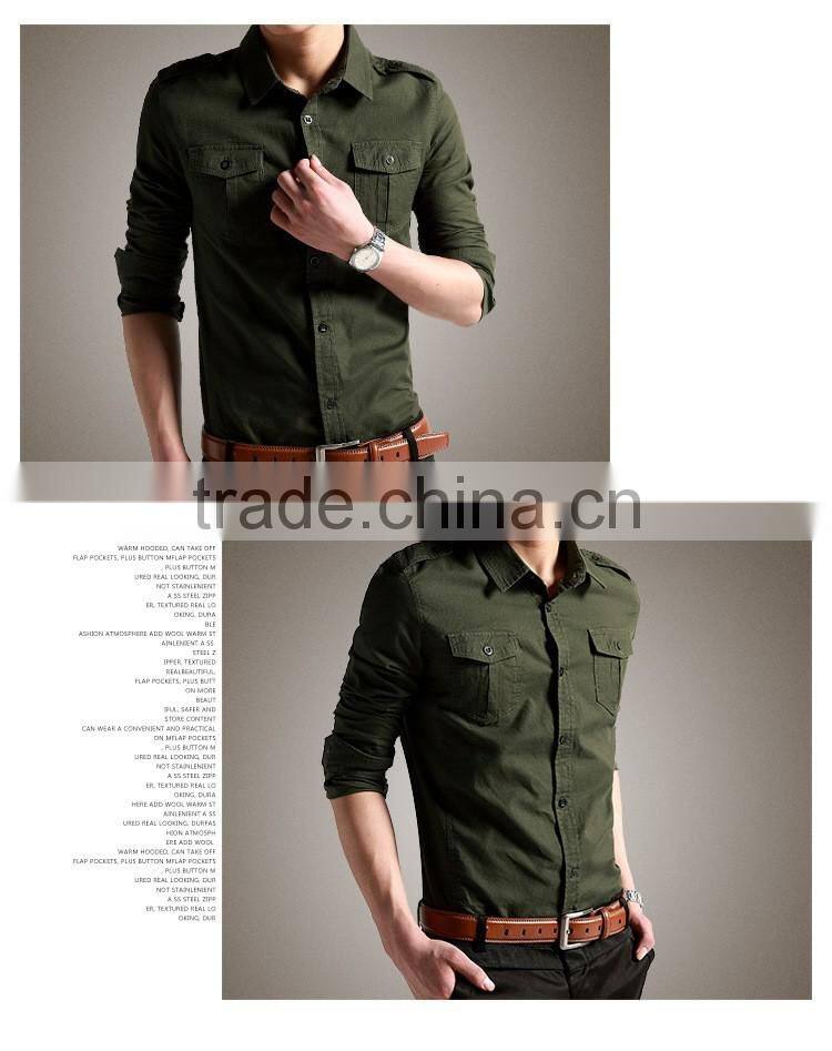 Military style dress shirt , 2016 Latest Shirts for men, 100% cotton western style dress shirt