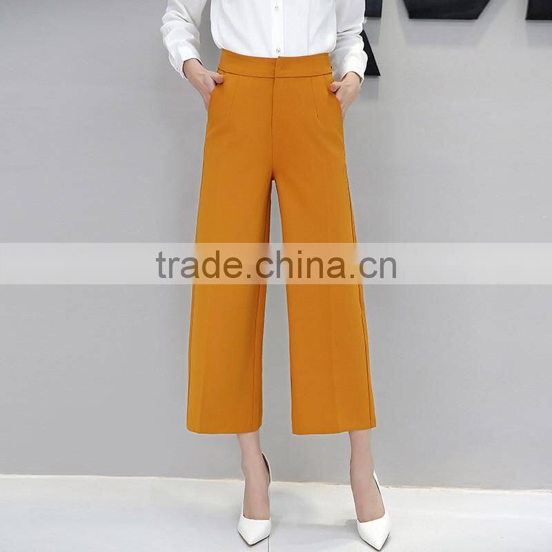 Wholesale women's wool wide leg palazzo trousers casual pants High waist straight pants