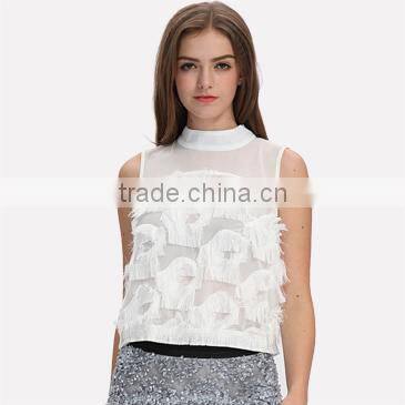 Lady fashion cutting long peasant sleeve blouse design