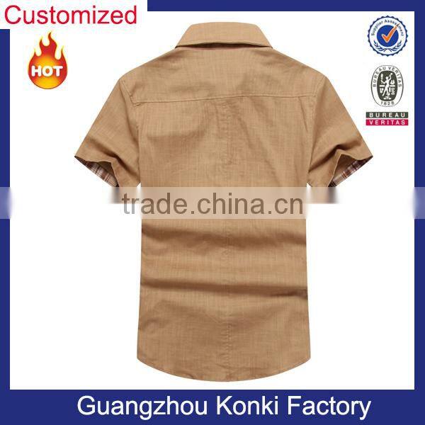 2014 Wholesale button down shirts with khaki color