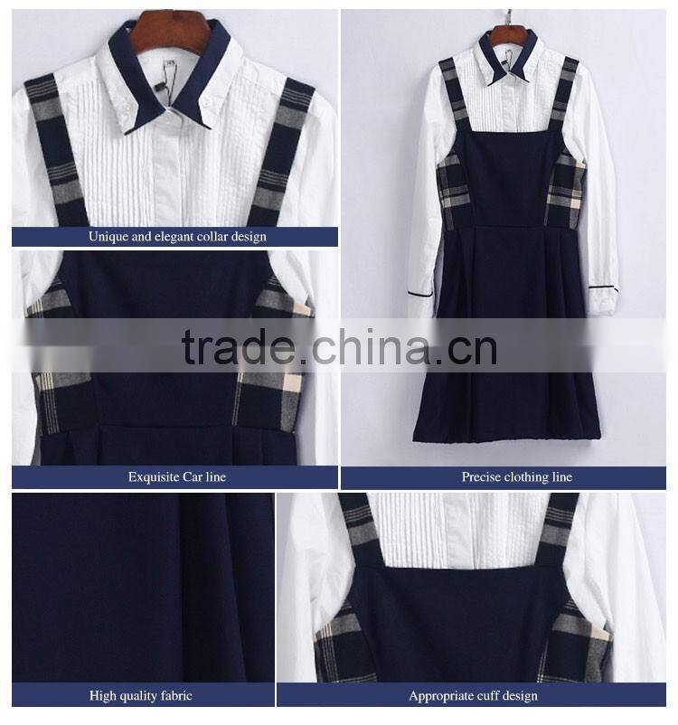 Cotton Navy Blue School Girls Uniform Dress Pinafore