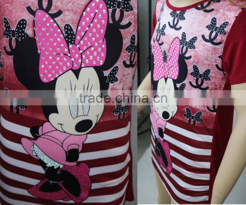 Fashion design Printing And Hot Drilling Milk Silk lady's blouse