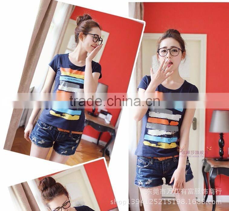 custom the high quality fashion all the time cheap lady's short sleeve t-shirt manufacture china