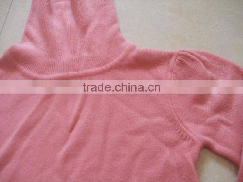 China latest fashion design children winter long sleeve wear high neck pink thick kids girl sweater (BKNK5282)
