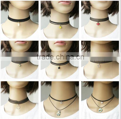 vintage metal flower charms choker necklace diy Ethnic style charms short necklace for women