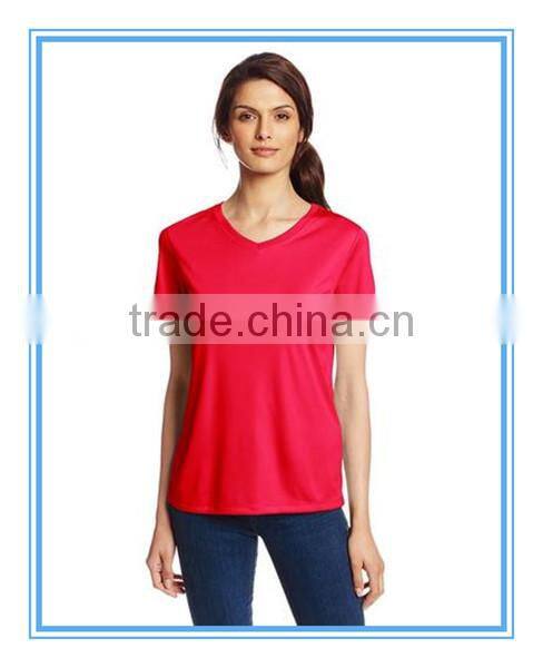 60% cotton 40% polyester womens t-shirts,Custom Dry Fit womens V-Neck Tee
