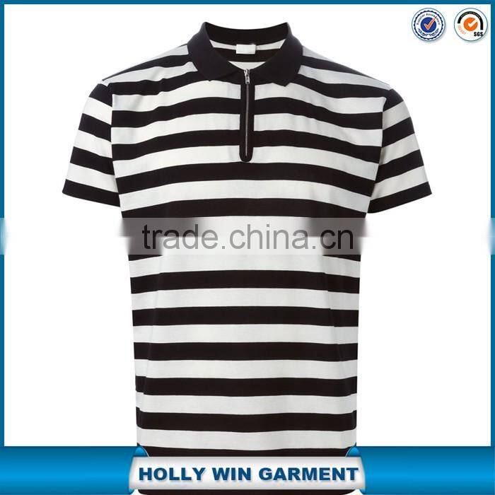 High quality striped black and white cotton polo shirt for male
