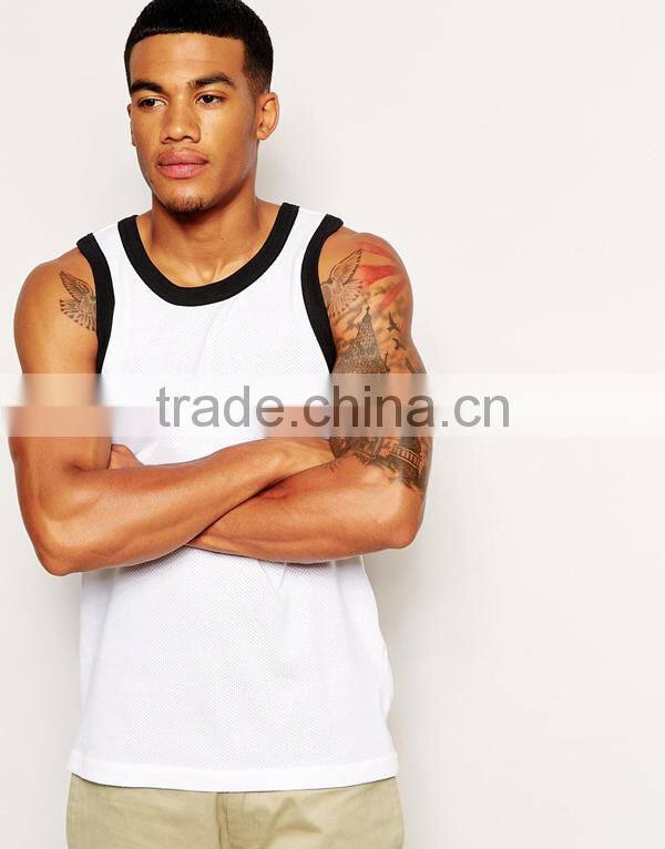 Plain White Stringer Mens Tank Tops Wholesale