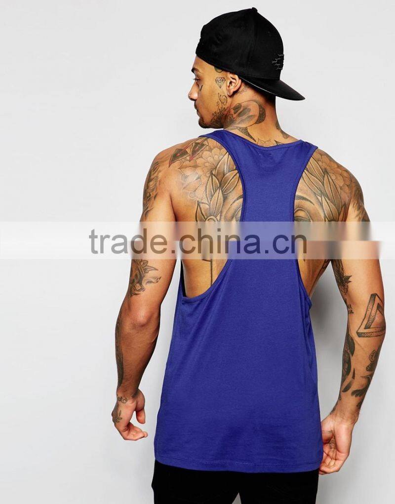 vest with extreme racer back in blue, custom tank tops