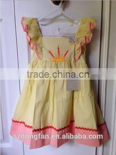 Boutique Toddler Girls ruffle Sleeve crown embroider Lace Dress Baby Fashion Dress for Fall