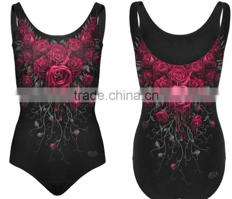 3d digital printed women's slim one- piece swimwear