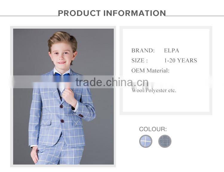 ELPA 2016 boys suit clothing baby Blue plaid boy casual suits for wedding/Show