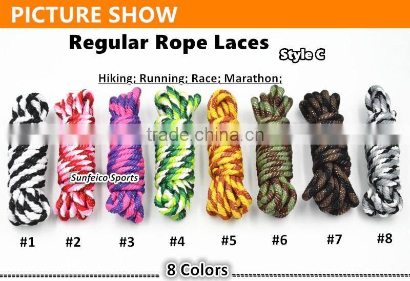 High Quality Polyester Thick Strong Laces for Hiking Race Running Boots - Regular Swirl Cord Rope Booting Shoelaces - Grey/Gray