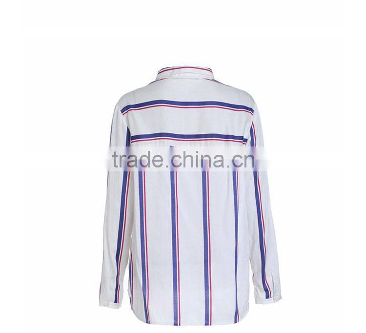 Fashionable Ladies Strip Viscose Casual Formal Blouse And Pants