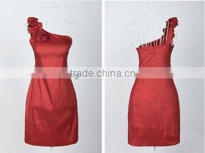 2013 One-shoulder Fat Woman Red Elegant Dresses