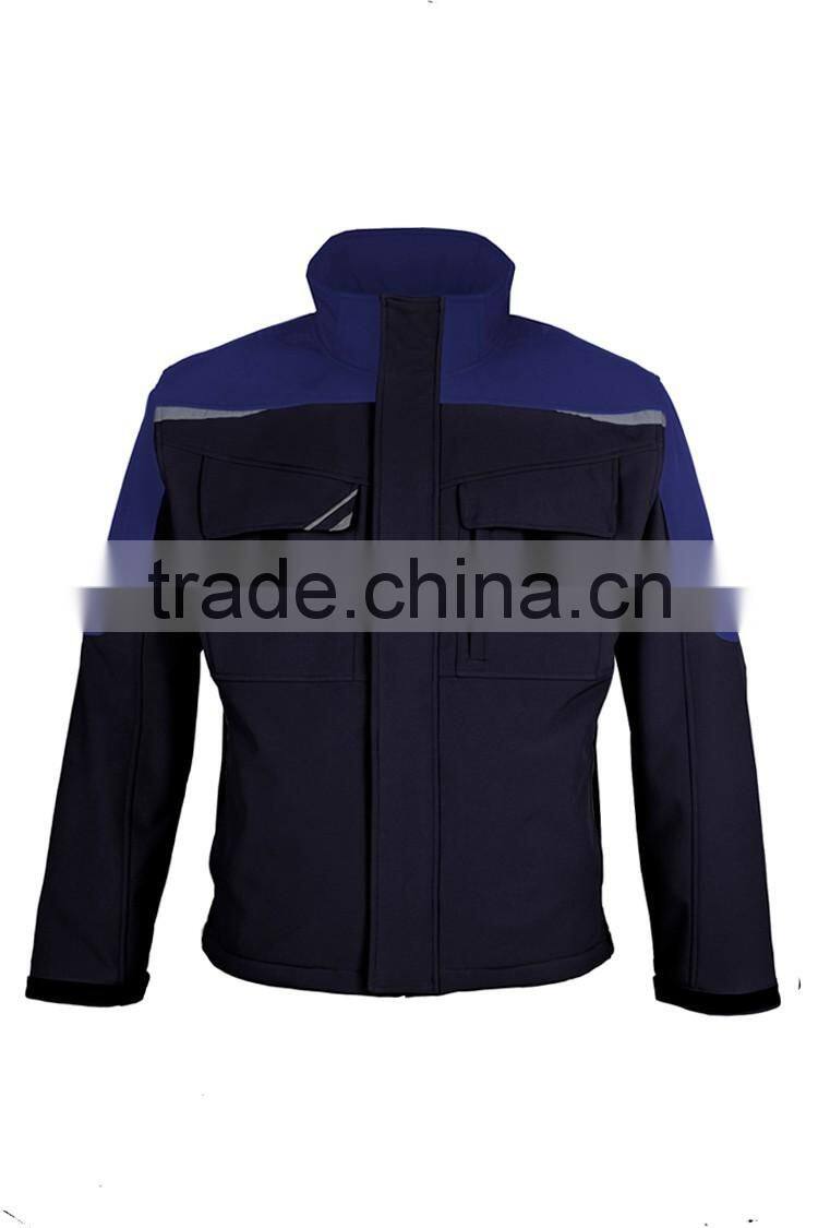 Mens contrast color new cargo heavy duty softshell work coat