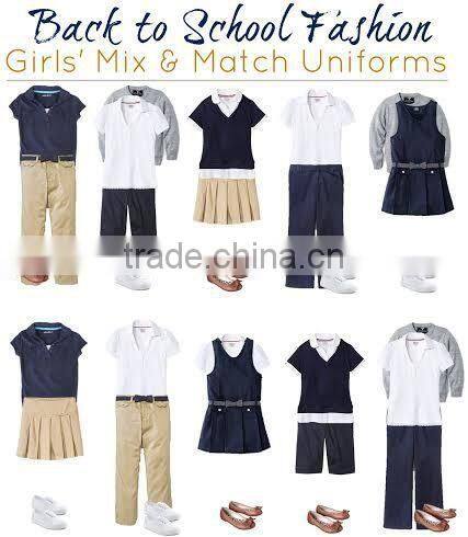 2017 custom made fashion design children Girls school uniforms dress with pictures