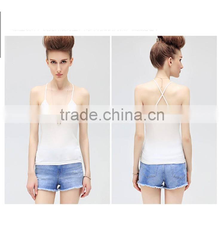 OEM new arrival cotton top quality blank sexy sleeveless singlet with 100% cotton