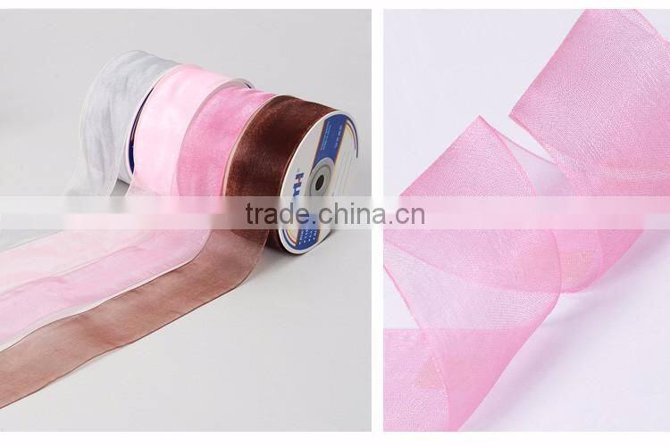 36mm Wide Solid Sheer Ribbon, Woven Edged Chiffon Ribbon