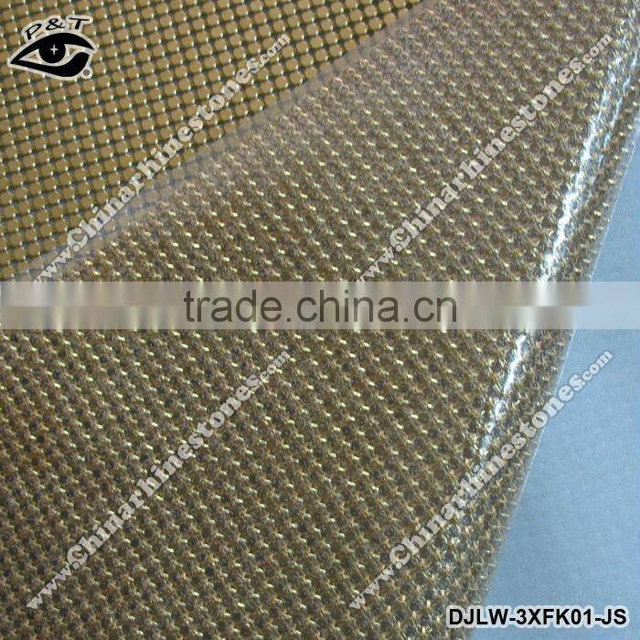 3MM Square Stud Gold Iron On Metal Mesh For Clothing